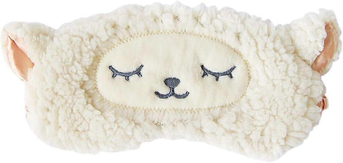 Sleep Mask, Comfortable Eye Night Mask Made of 100% Natural Silk & Ultra-Soft Plush Adjustable Sleeping for Travel Cute Cartoon Women Kids (White Shee