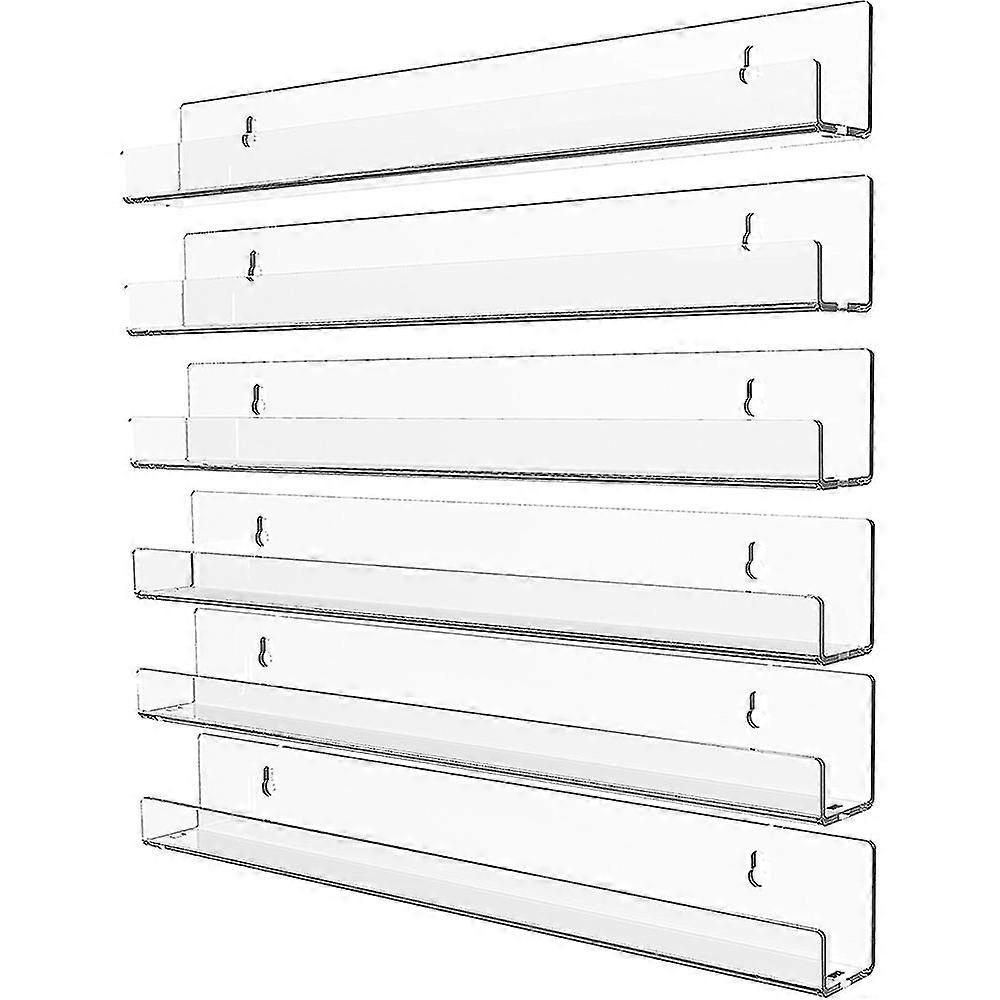 6pcs Acrylic Clear Floating Bookshelf,invisible Wall Mounted Bookshelf,modern Picture Display Toy Organizer Record Rack