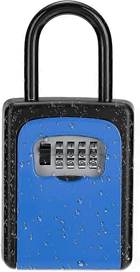 Combination Lock Box with Code, Portable Key Security Box Door Knob or Wall Mount Outside for Realtors, Contractors, Spare Key Box(Blue)