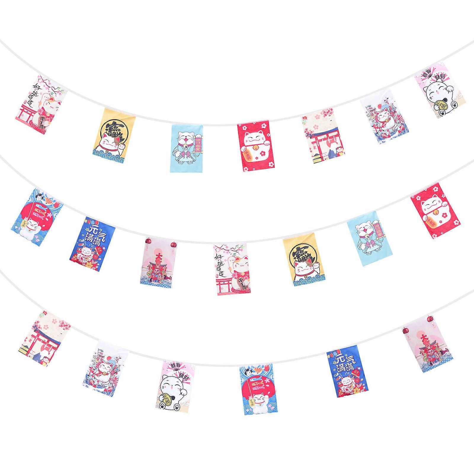 1Pc Japanese Luck Cat String Flag Izakaya Decoration Flag for Shop Decor