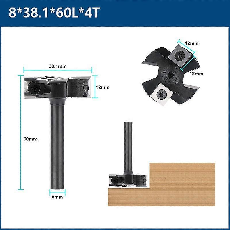 Milling Cutter CNC Spoilboard Surfacing Router Bit 812mm Shank Insert Carbide Slab Flattening Router Bit Wood Planer Bit
