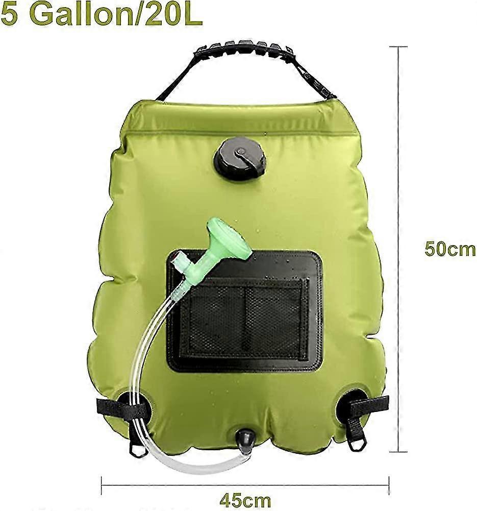 Camping Solar Shower Bag. Portable. 5g Shower Bag (20 L) With Detachable Hose And Switchab