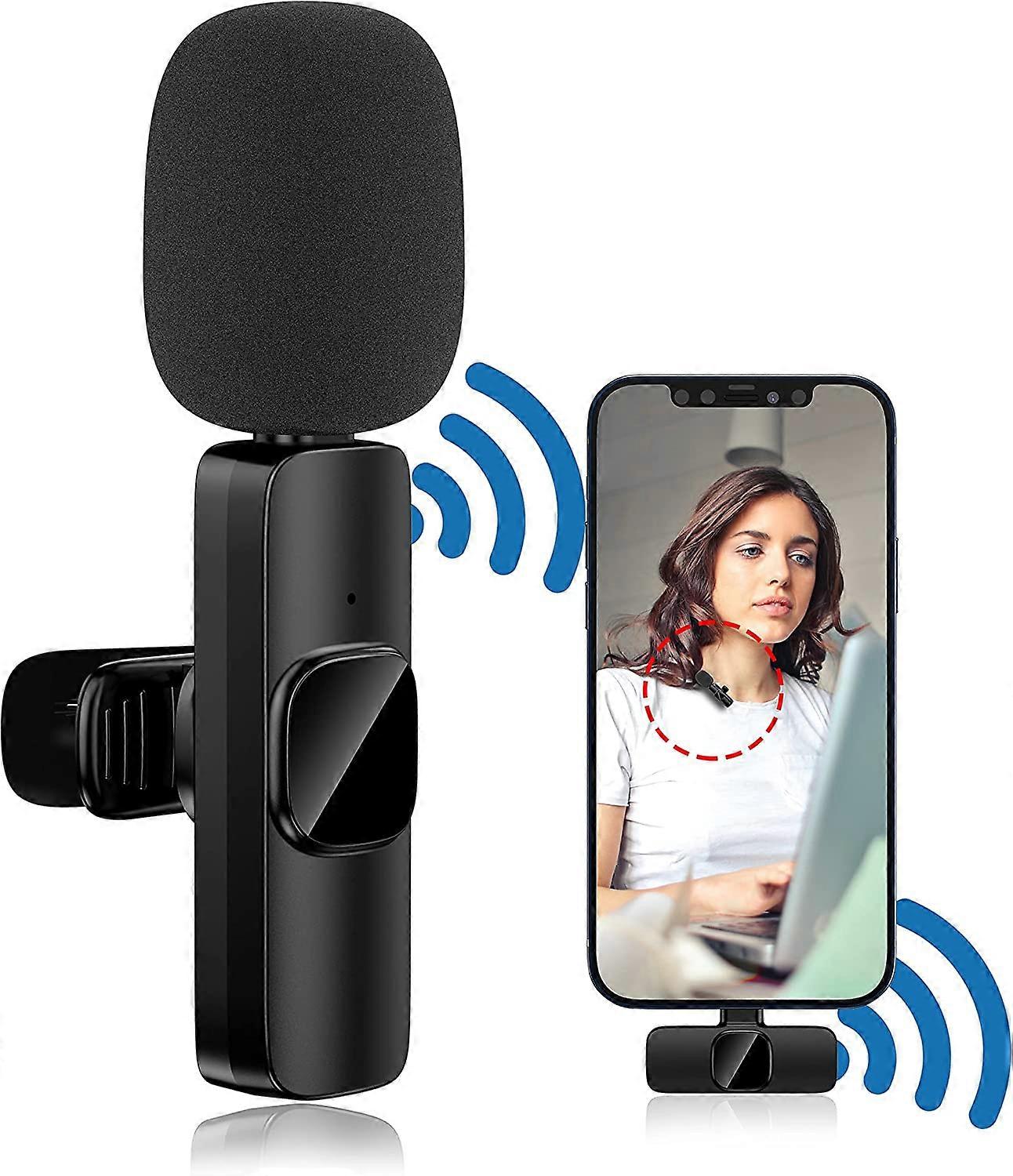 Microphone sans fil, adapté pour iPhone iPad, mini microphone à revers portable plug-and-play et syst