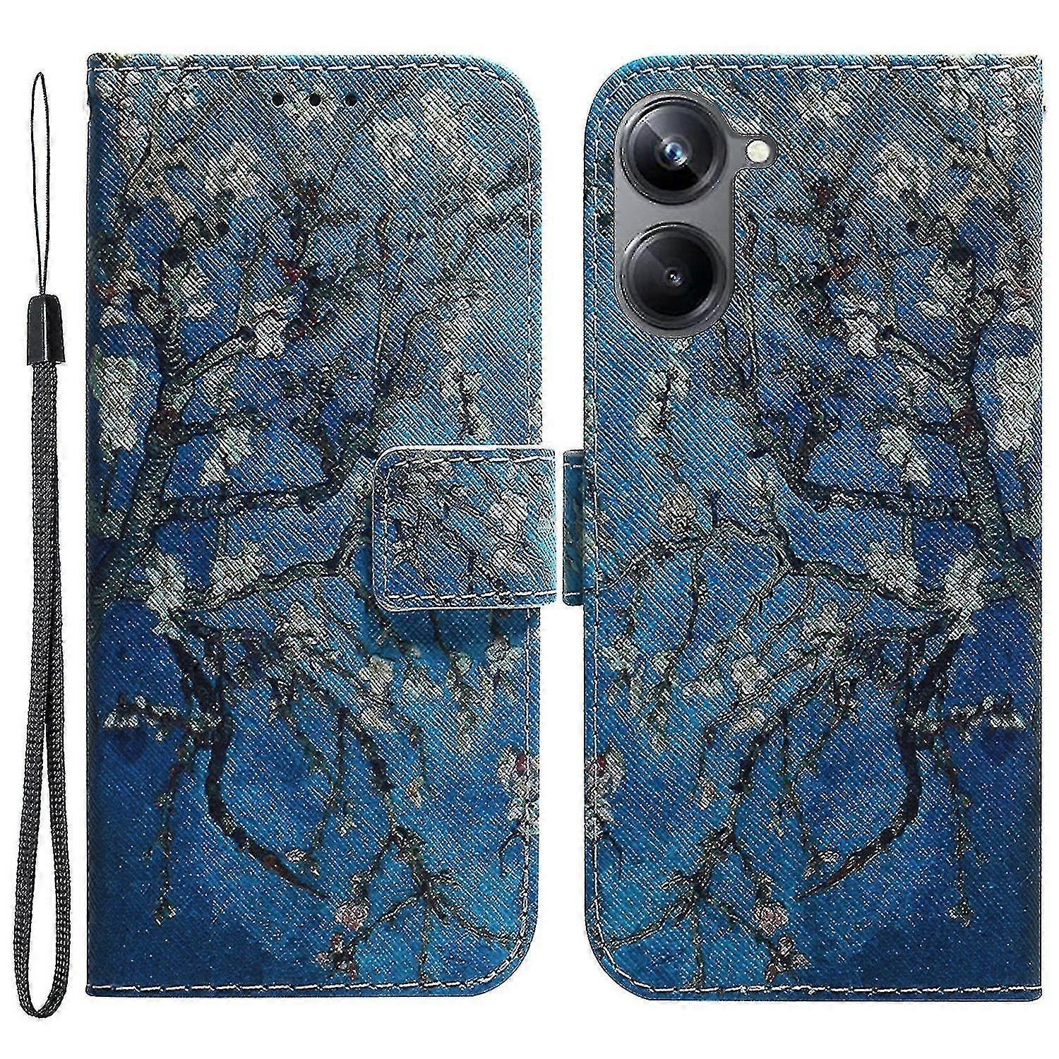 For Realme 10 Pro 5g Pattern Printing Pu Leather Wallet Phone Case Stand Cover With Wrist Strap