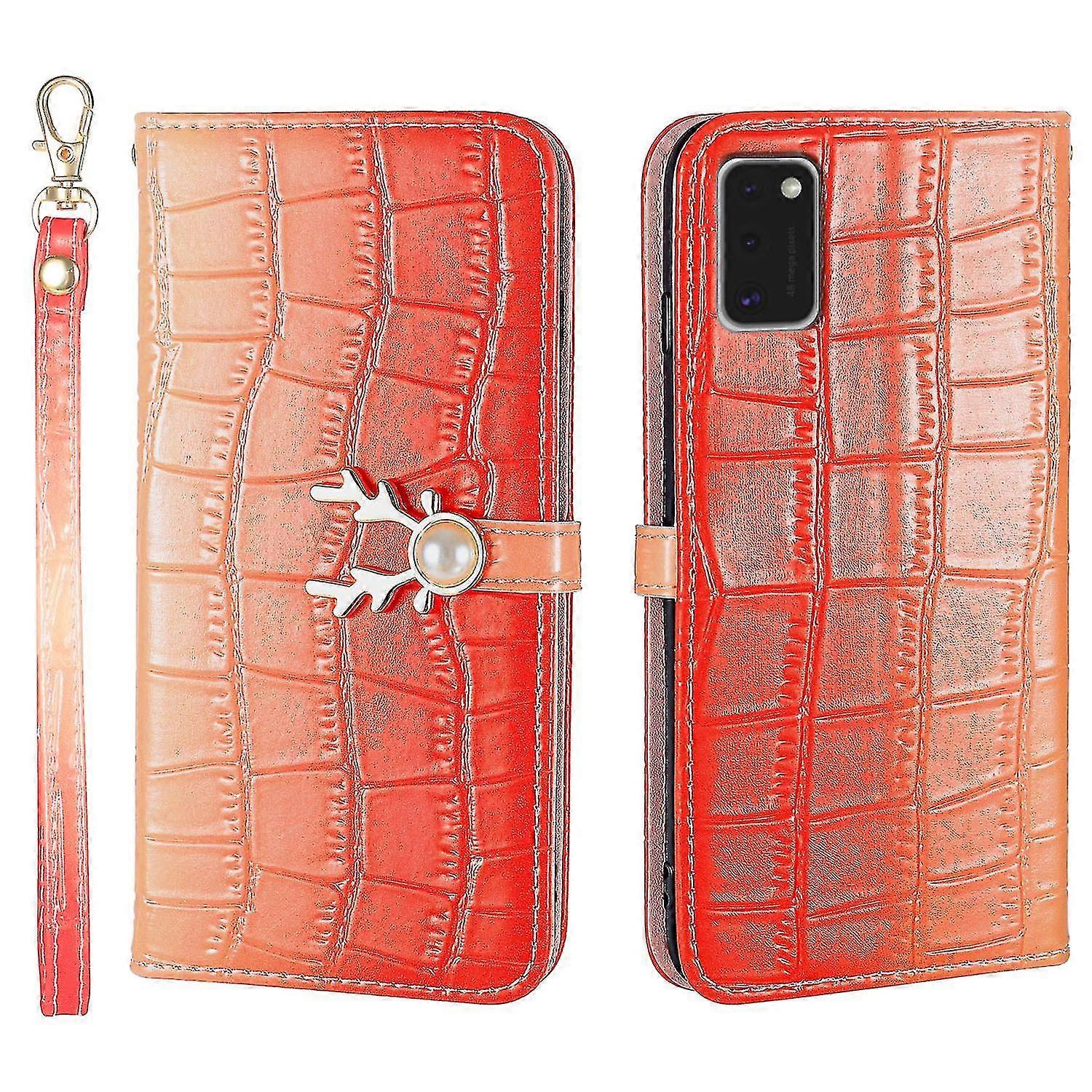 Elk Pattern Phone Case For Samsung Galaxy A41 With Card Holder, Lanyard, Pu Leather Material, Wallet Function, Corner Fall Protection