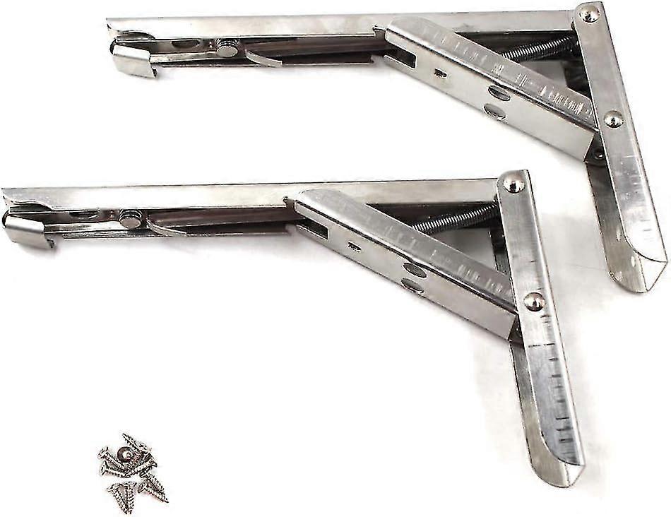 Stainless Steel Folding Corner Brackets - Maximum Load: 60 lbs - Short Release Arm - 8"