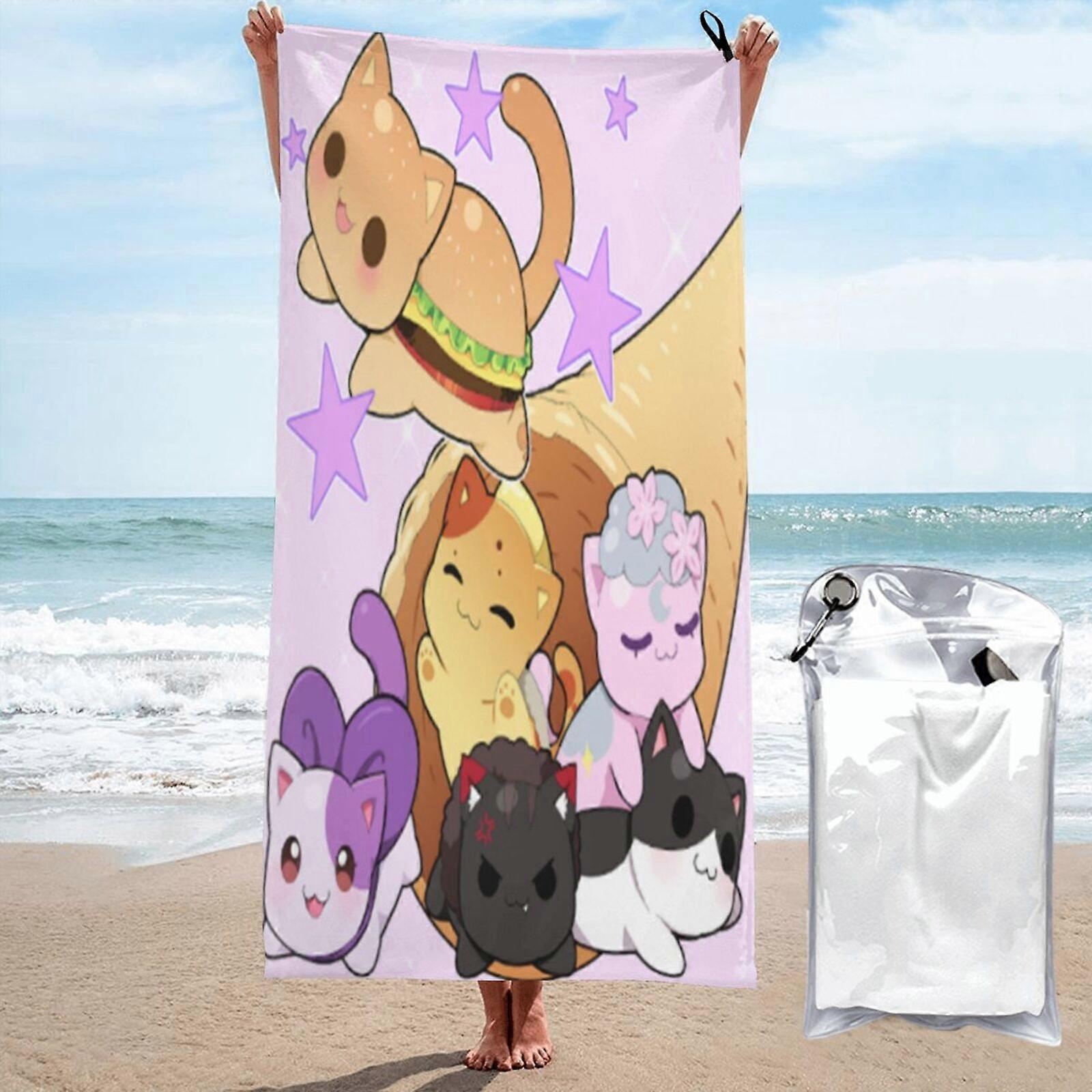 p256Aphmau 비치 타월 흡수성 대형 타월 3D 만화 타월 LXMT2371