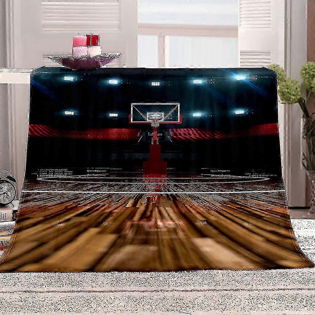 t1810 Couverture Sherpa Couverture D Basketball Stadium Couvertures Et Jetés Décor Simple Mode Flanelle, Couverture En Peluche Imprimée Fuzzy, Prin Couverture bn1810