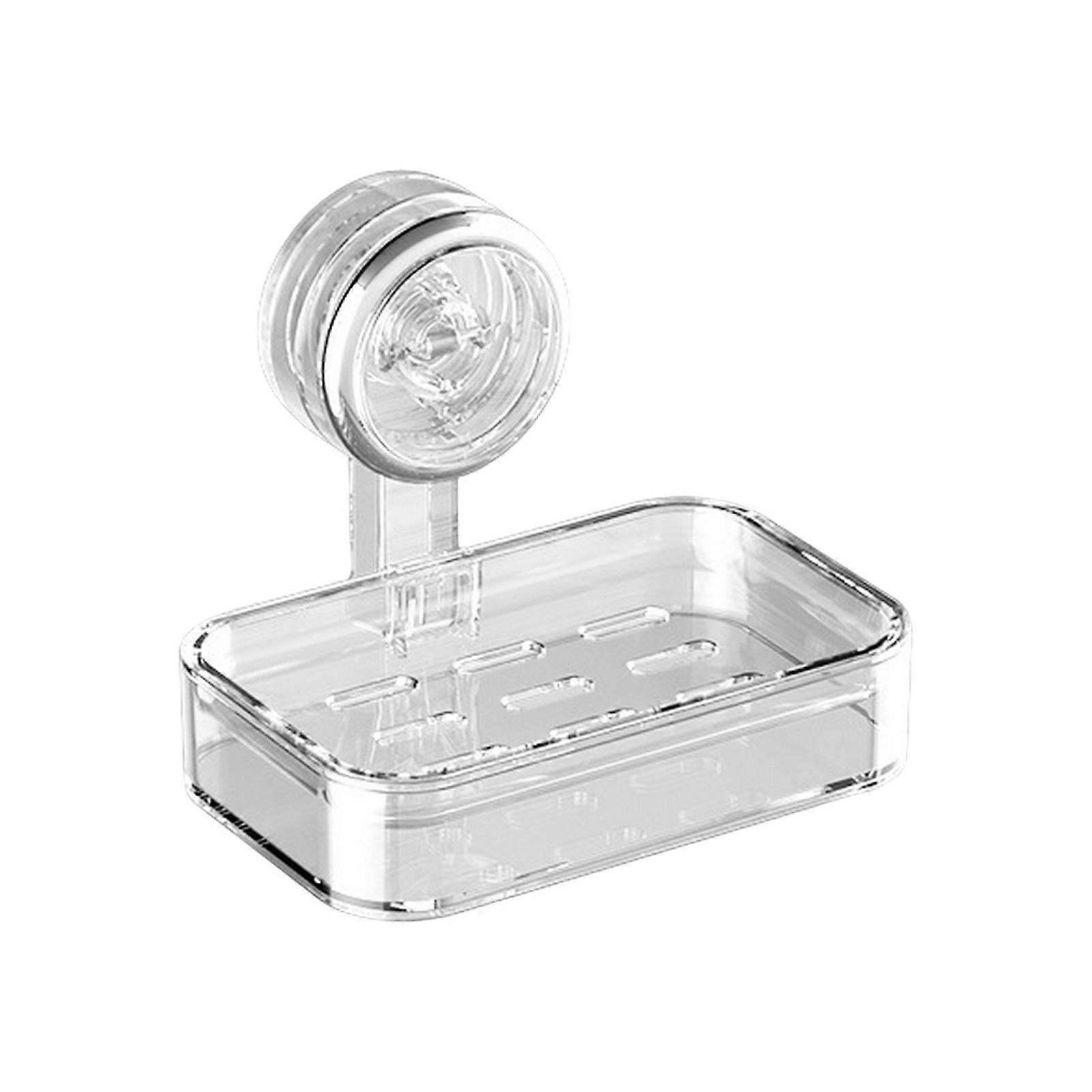 Suction Cup Bathroom Soap Dish Holder Strong Load-bearing Simple Installation Removable Self Draining Shower Bar Soap Holder
