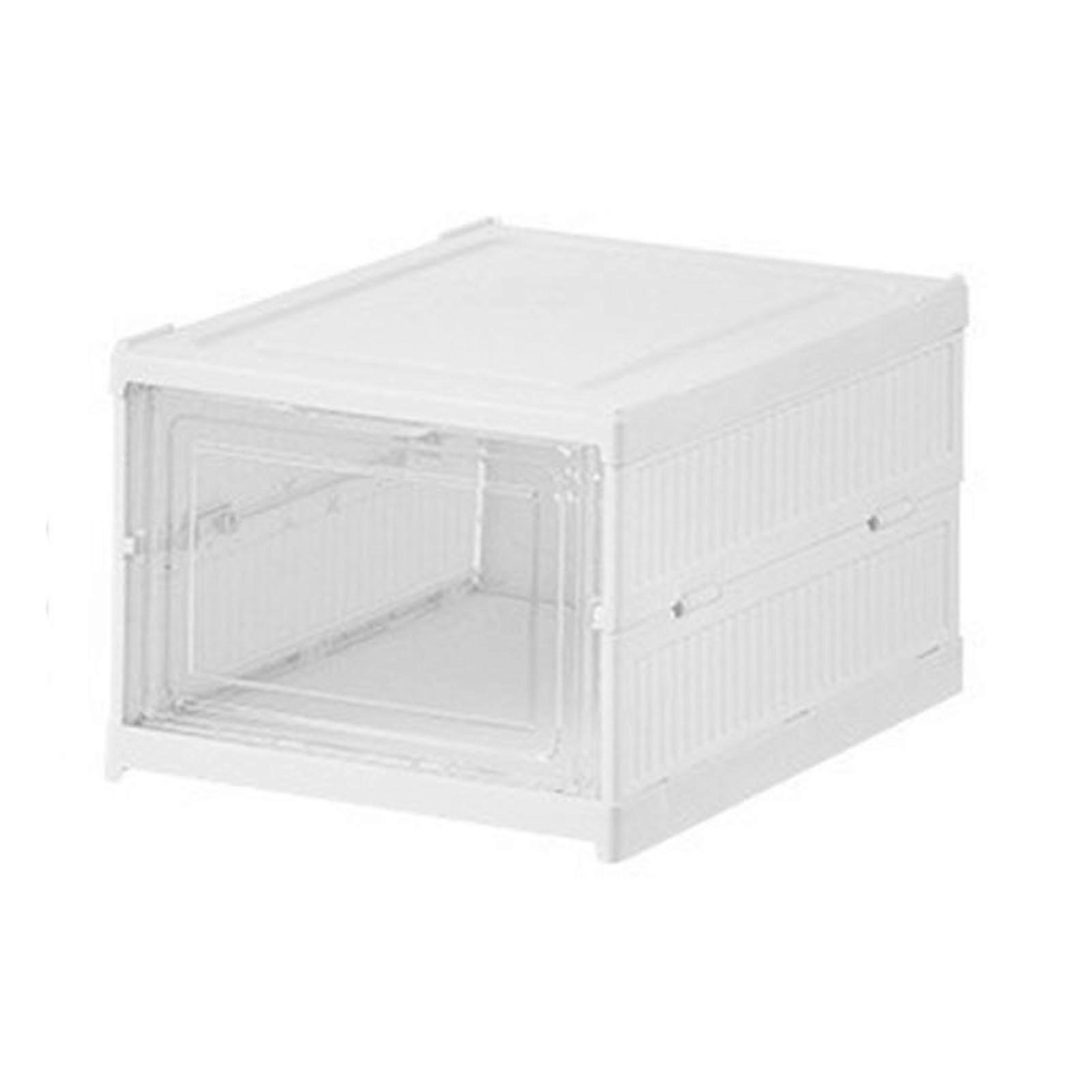 Transparent Shoe Box with Visible Door Large Capacity Dustproof Stackable Foldable High Heels Shoes Storage Container