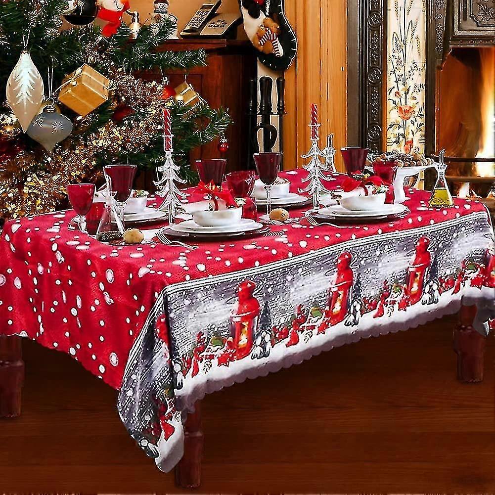Juleduk, 180 x 150cm Rektangulære juleduker Rød julebordsduk Spisebordduk, Stor vaskbar julemiddag Tabl