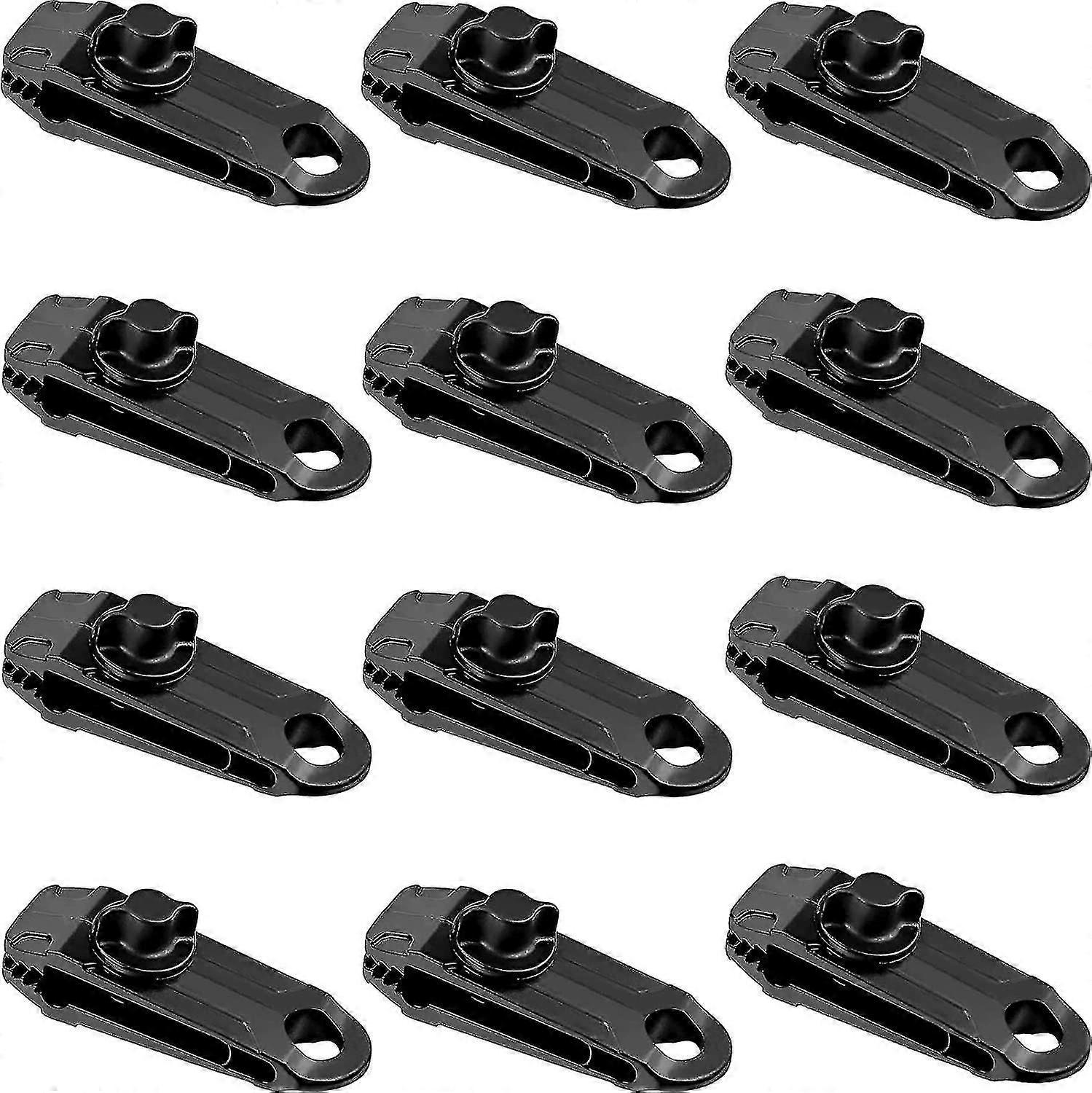 12 Pieces Secure Tarp Clips, Multi-function Plastic Tent Clips For Camping Canopy Activities - Black