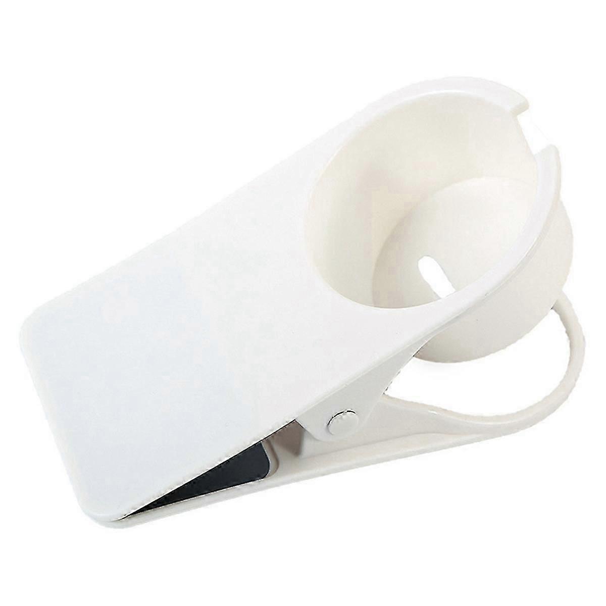 Drink Cup Holder Table Side Water Cup Shelf Office Desktop Computer Desk Fixed Cup Holder Desk Storage Clip, White