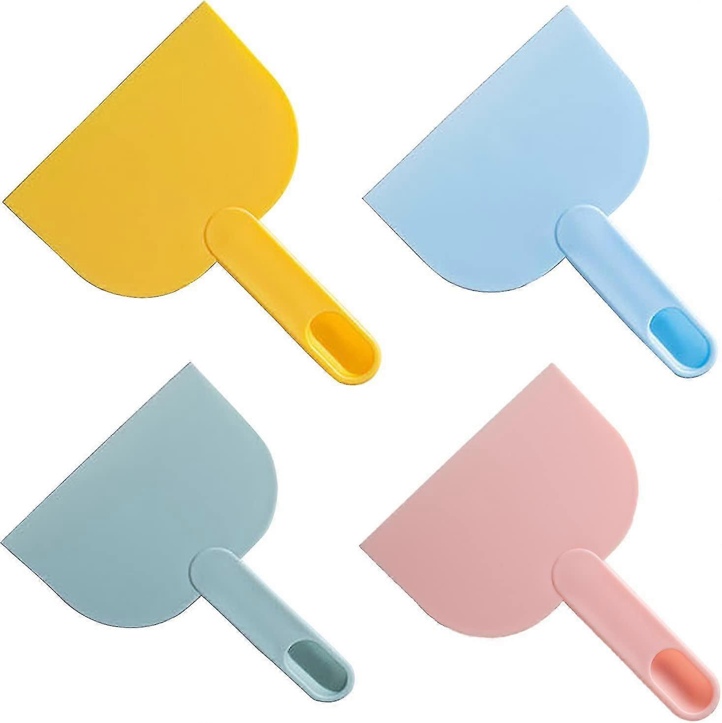 4 Pcs Dough Scraper Pizza Cutter Bench Scraper Multipurpose Food Scrappers Food-safe Plastic Dough Chopper l Scraper Kitchen Tool For Baking (4 Col,60