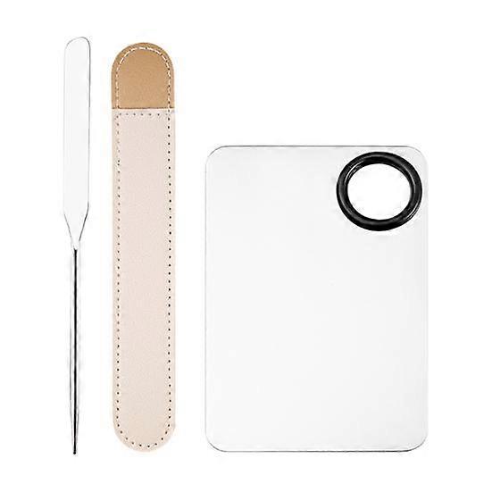 3Pcs/Set Makeup End with Leather Palette Faux Spatula Cover Double Oblique Round Head Professional Stainless