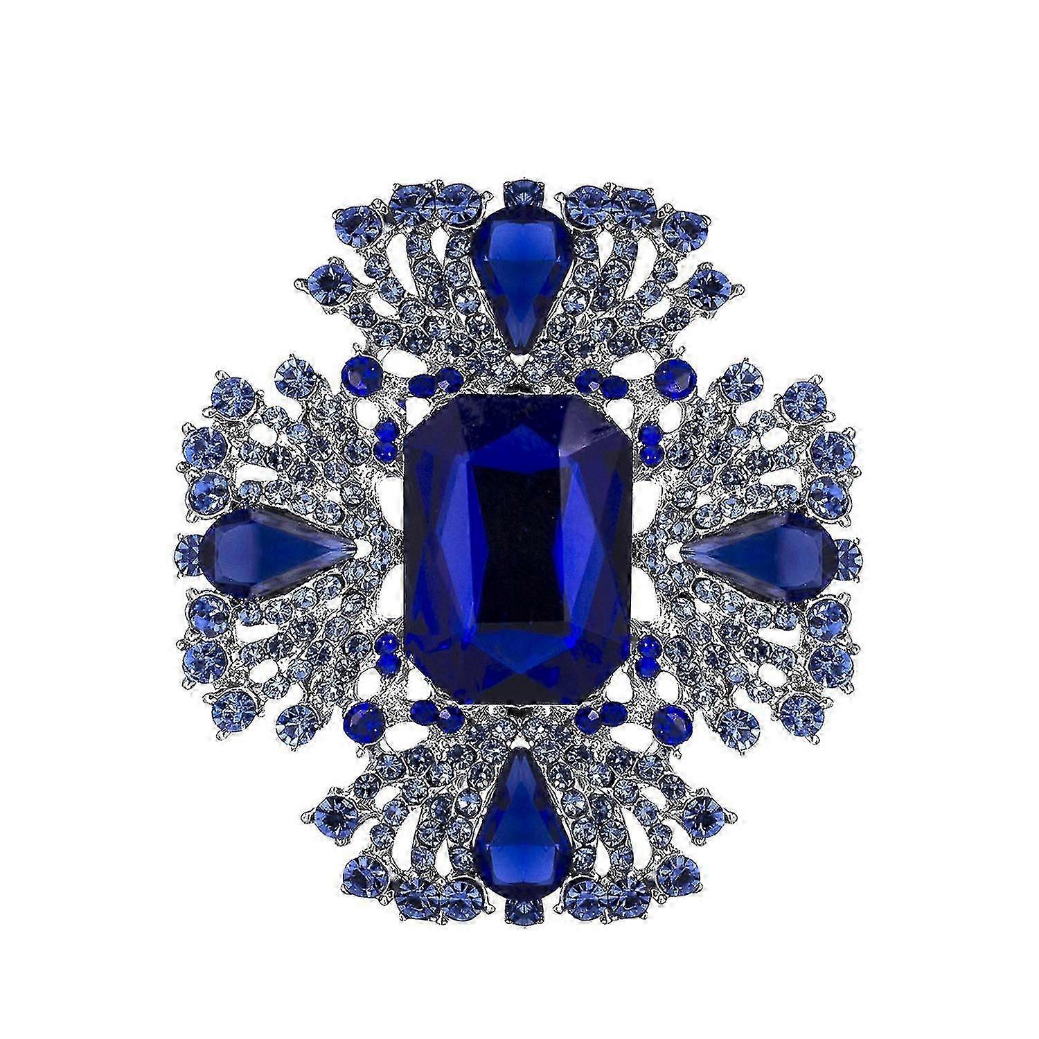 2024年、ヴィンテージブルーオーストリアクリスタルラインストーンブローチピンエレガントなジュエリー女性のための女の子-イヴァン