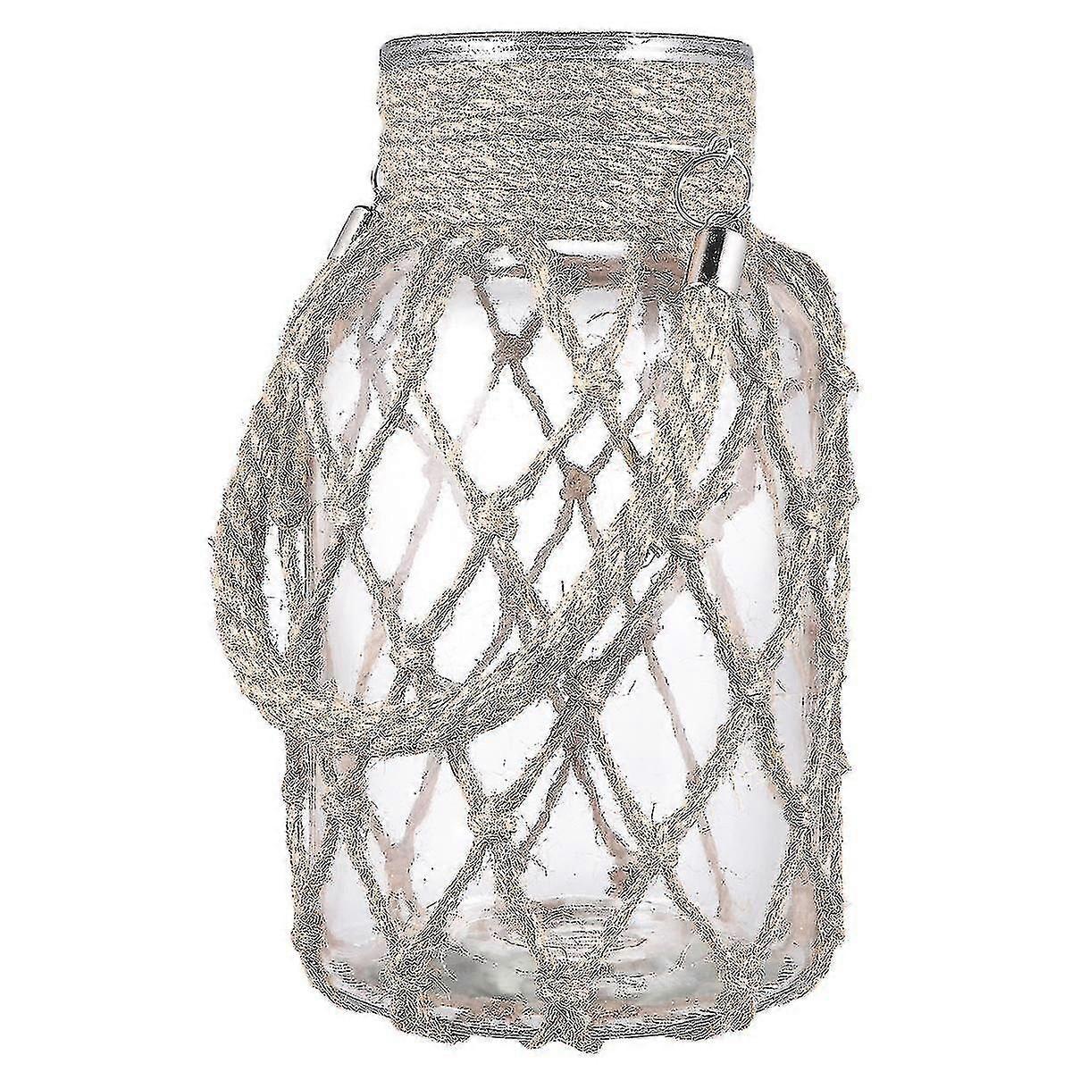 Stylish Hemp Rope Glass Vase Hydroponics Planter Green Plant Container Creative Flower Pot For Home