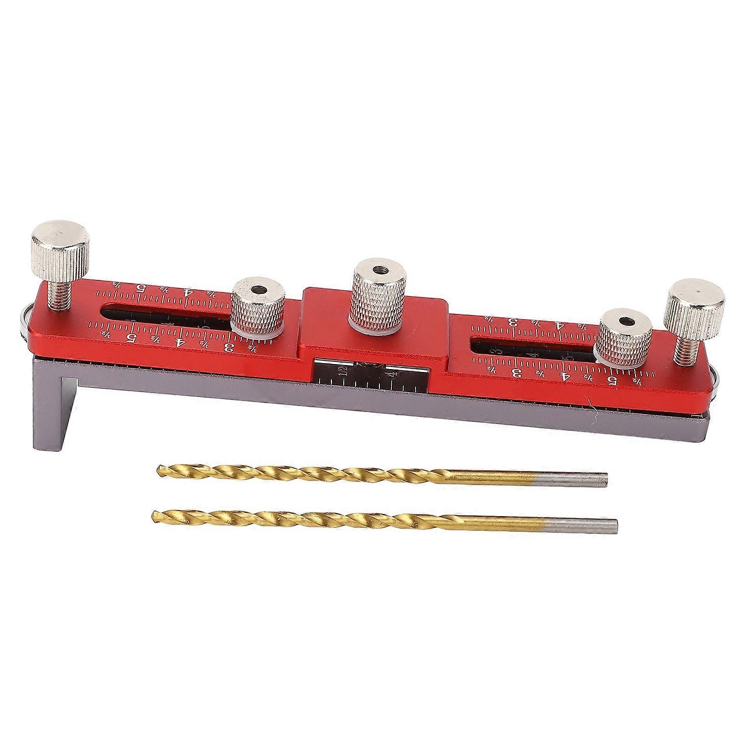 Cabinet Hardware Doweling Jig Adjustable Height Aluminum Alloy Cabinet Handle Hole Locator with 2 Dr