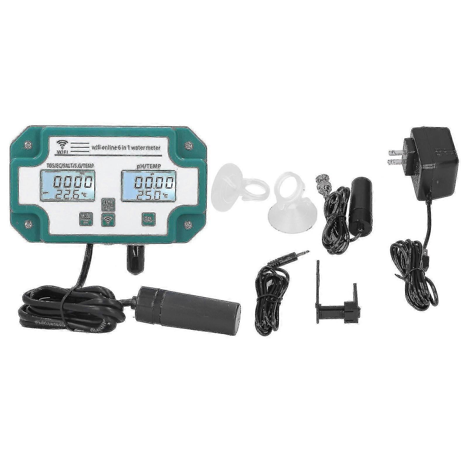 Online 6 In 1 Water Quality Tester Online Wireless Remote Monitoring Ph Sg Ec Meter Digital Multiparameter For Aquariumus Plug 110v