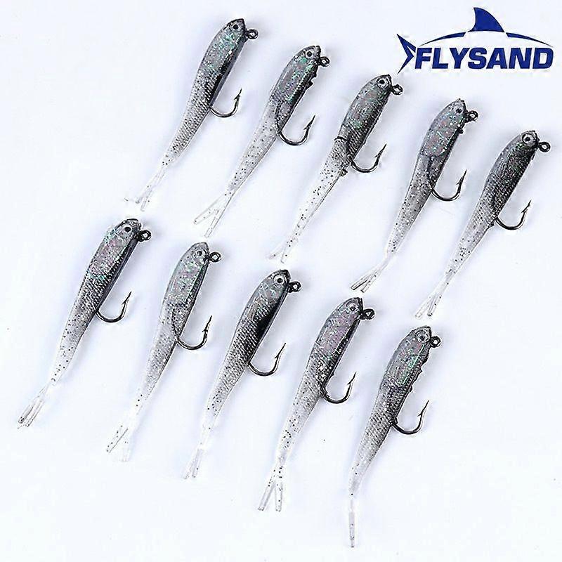 FLYSAND 10Pcs Soft Silicone Fishing Lures Minnow Lure Crank Bait 7.5cm/6.5g With Hook Fishing Rod Accessories For Ocean River Lake And Mountain
