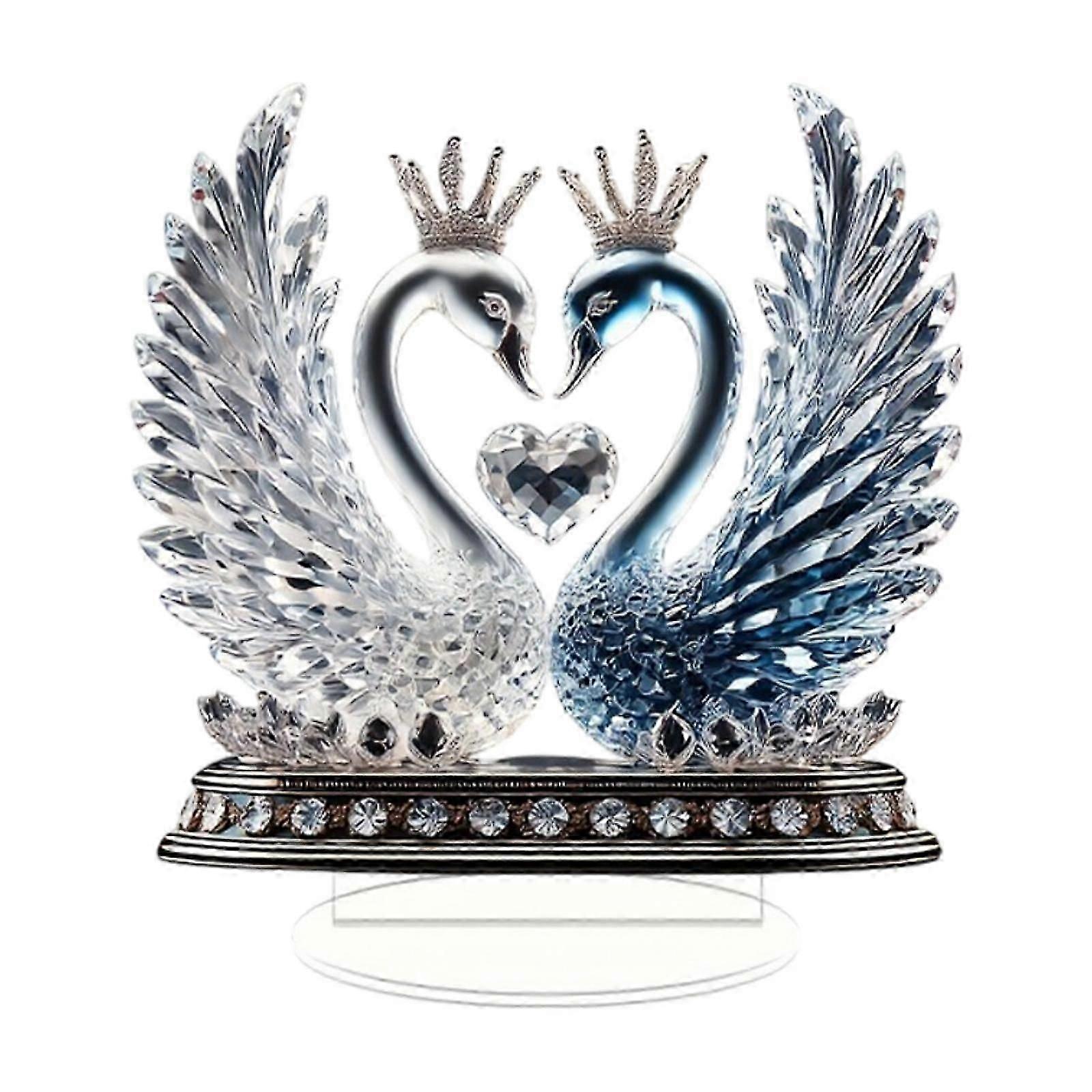 Swan Couple Statue Valentine's Day Swan Ornament for Desktop House Bookshelf