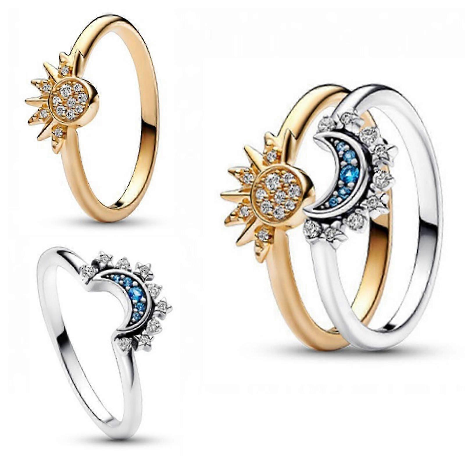 Sol Lua Anel Set Dia dos Namorados, Amizade Promessa Ring, Sol E Lua Combinando Anéis Presentes Dia dos Namorados