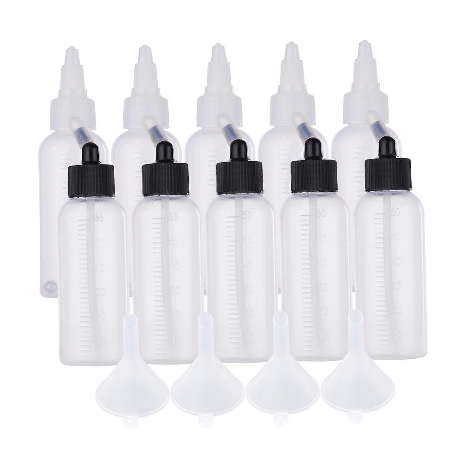 10pcs 65ml Airbrush Paint Bottle and Storage Bottle with 4pcs Funnel Scale Line Compatible with Iwat