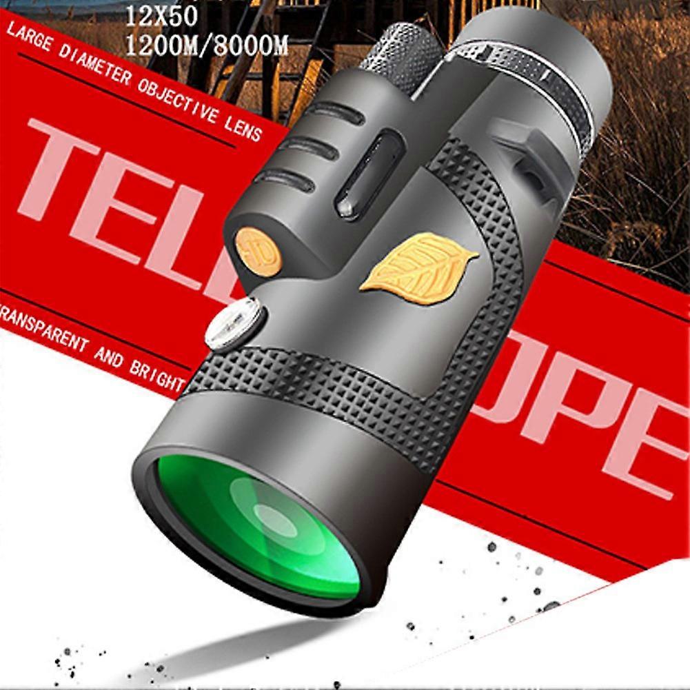 Powerful High Power 12x50HD Waterproof Monocular Telescope with Tripod and Clip for Hiking and Camping Night Vision Phone Clip