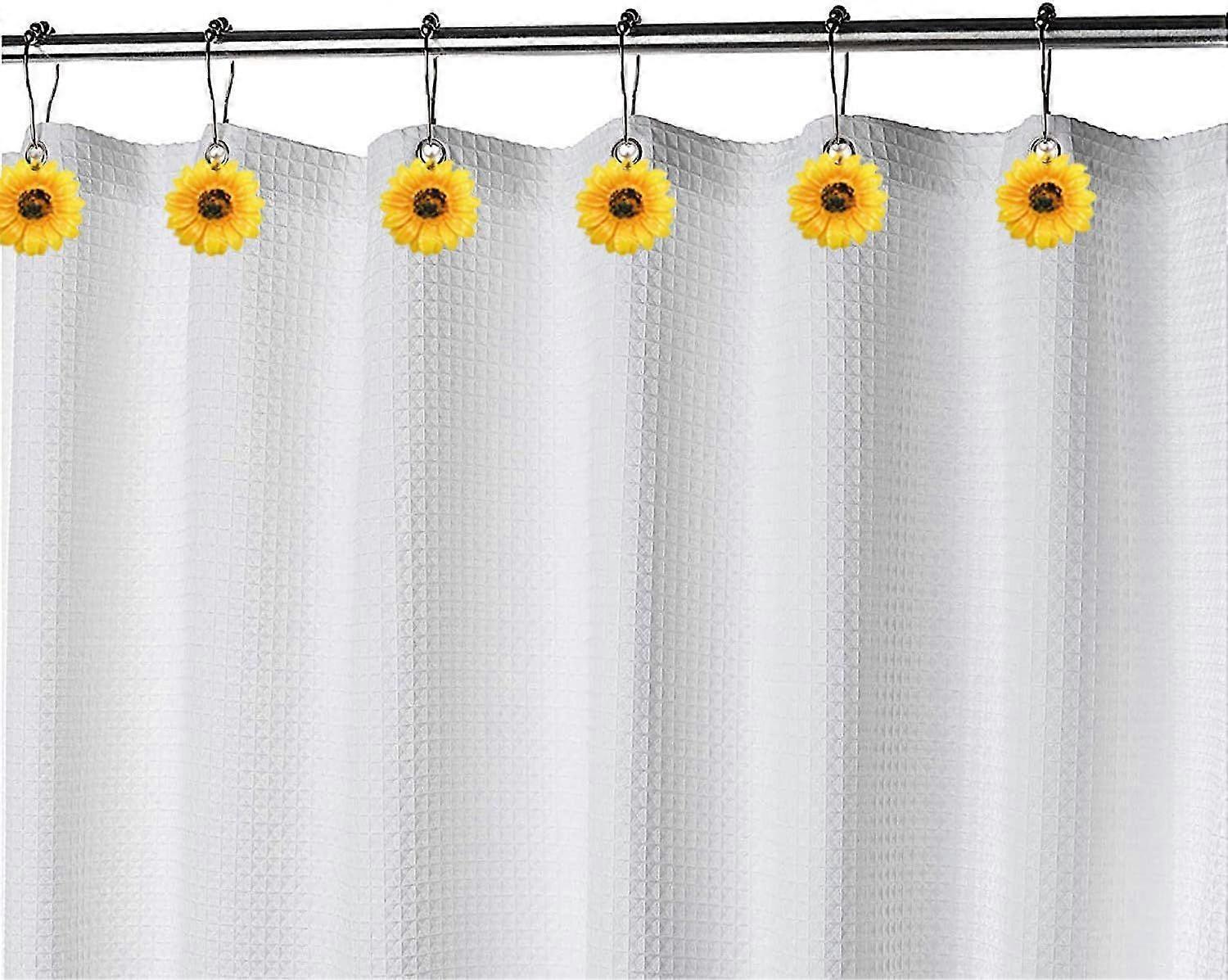 Yellow Sunflower Shower Curtain Hooks - Rustproof Rings