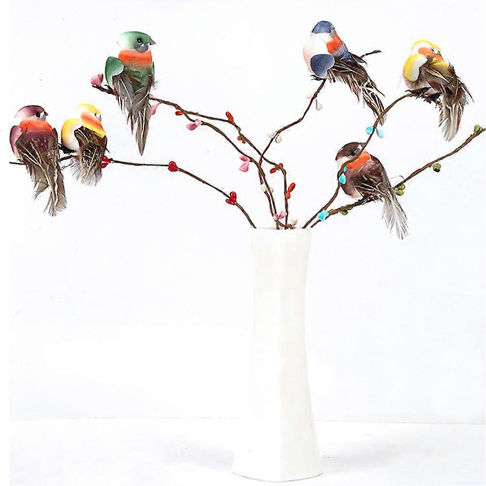 12 Pcs Cute Artificial Bird DIY Decor Ornaments