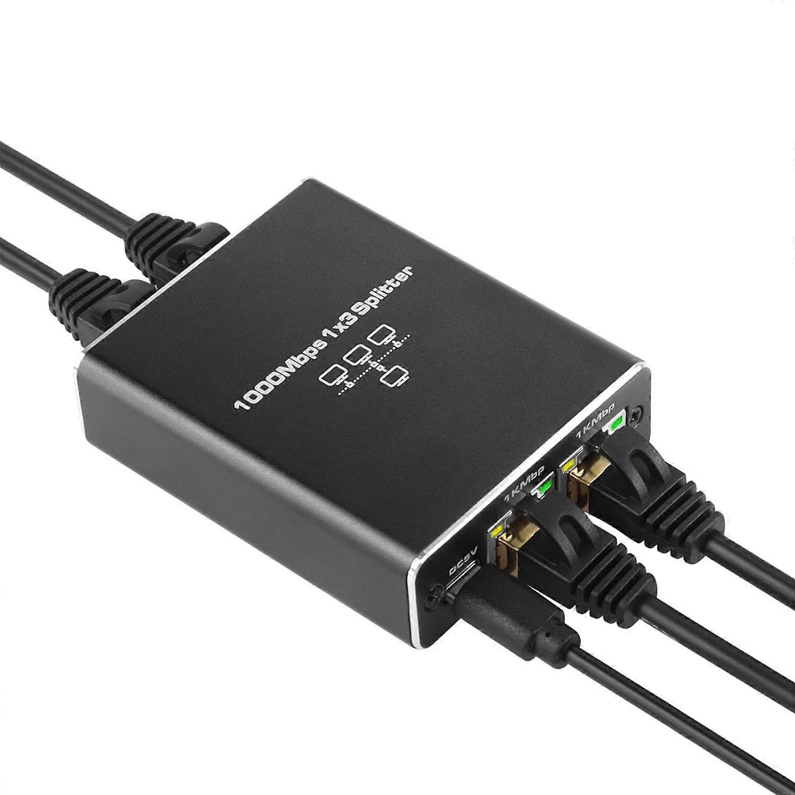 1 ila 2/34 Ethernet Splitter Yüksek Hızlı 1000Mbps LAN Splitter Adaptörü Birden Fazla Cihazın Verimli Ağı için Siyah