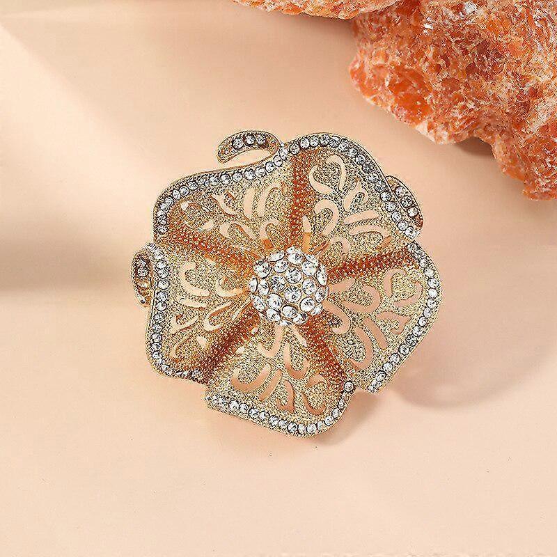 Oversize geometriske hule blomsterringe til kvinder justerbar stor ring bryllup tilbehør ringe smykker