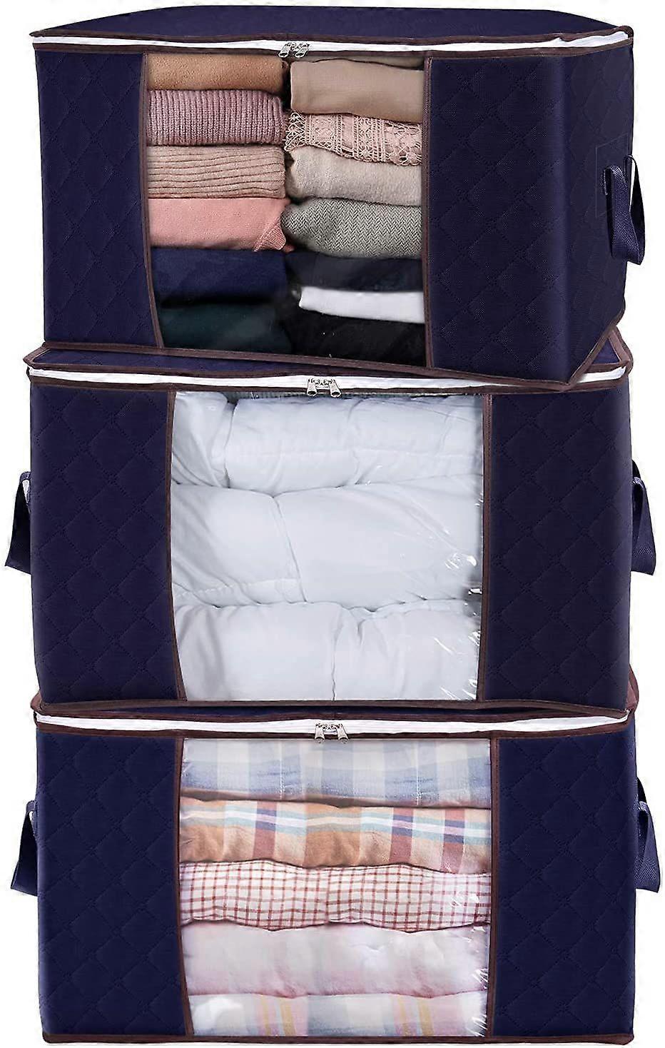 Large Capacity Clothes Storage Bag Organizer with Reinforced Handle Thick Fabric for Comforters