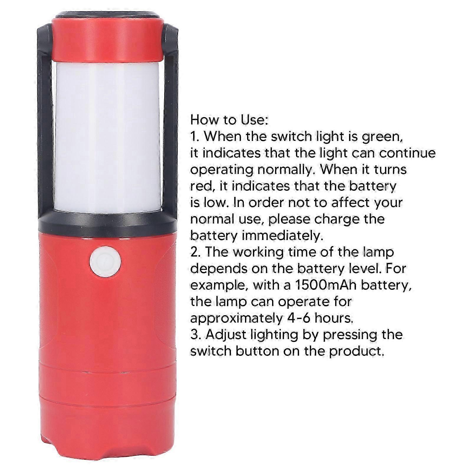 Camping Lantern Handheld LED Flashlight IPX4 Waterproof 3 Lighting Modes for Outdoor