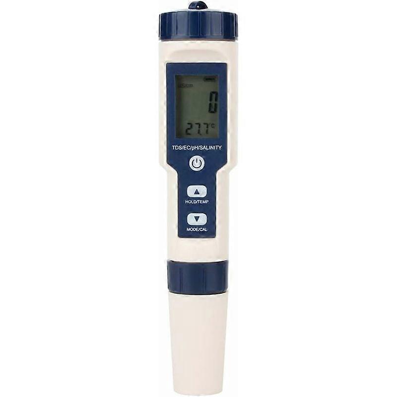Smart Water Quality Analyzer, PH Tester with Digital Salinity, TDS, EC, Temperature Meter, Wide Range, Automatic Temperature Compensation for