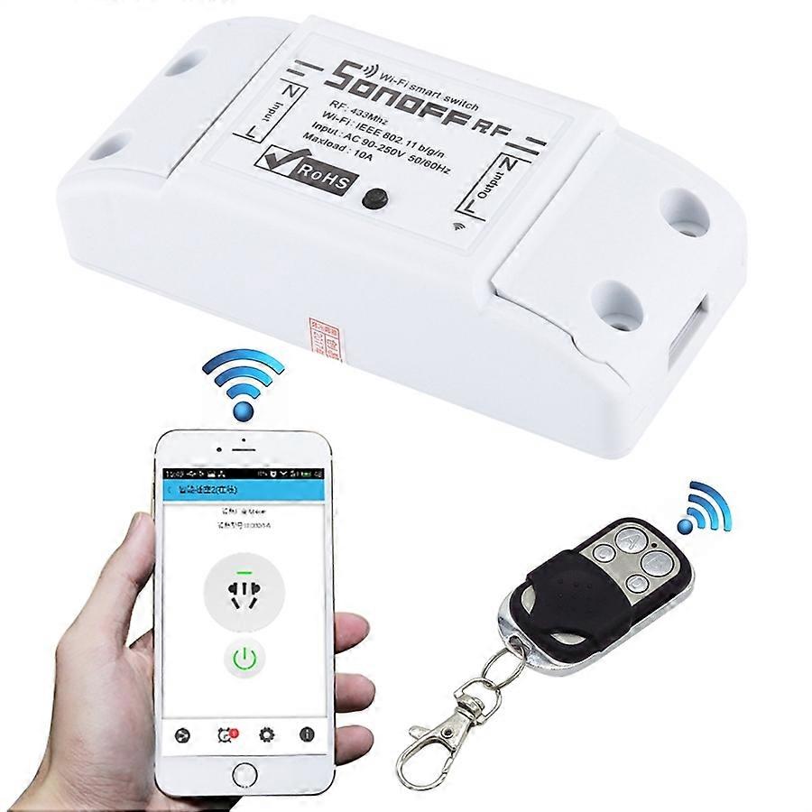 Sonoff 433MHz DIY WiFi Smart Wireless Remote Control Timer Module Power Switch with 4-keys Remote Control for Smart Home, Support iOS and Android
