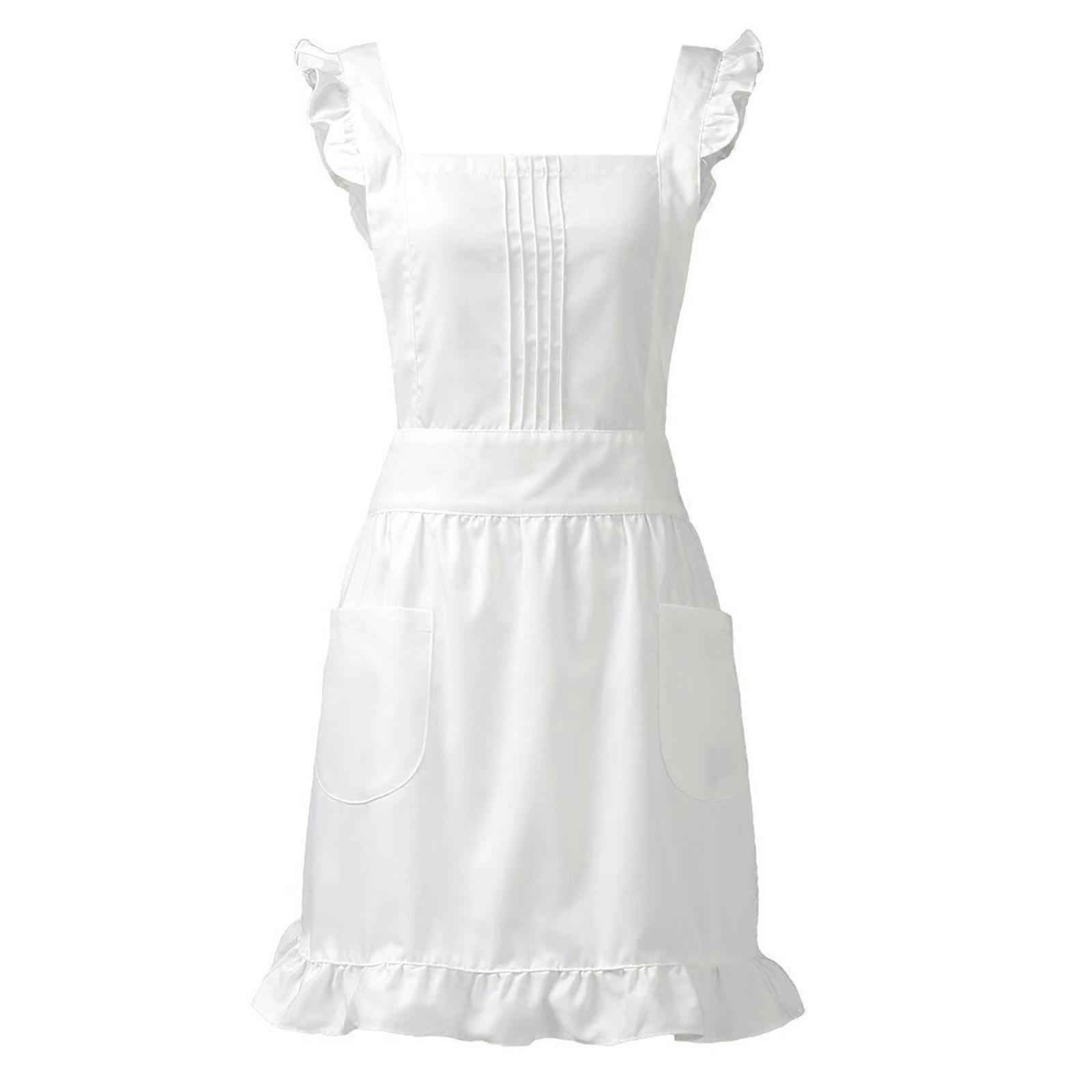 Cooking Aprons Ruffle Apron Waitress Apron Maid Cosplay Apron Kitchen Apron Work Apron with Pockets for Daily Heightened version