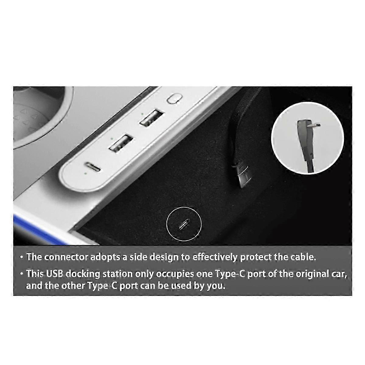 27W Quick Smart Charger Car Center Console USB Hub Docking Station for Model 3/Y 2021-2023 Hub Mult