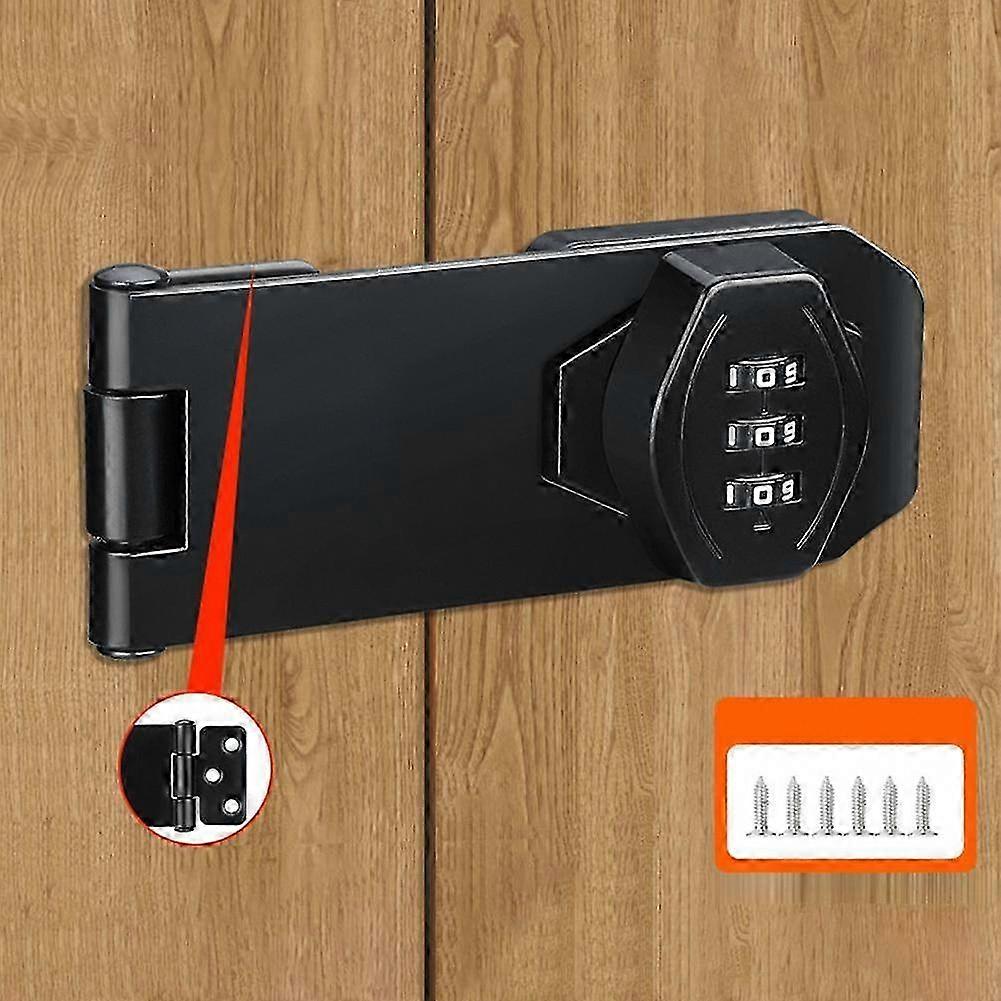 Security Slide Latch Lock for Small Doors and Cabinets with Combination Lock and Password Hasp