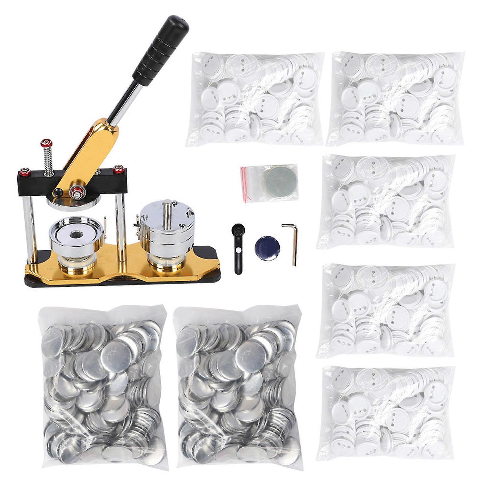 Rotating Badge Machine 58mm Hand Punch Press Tool with Sliding Mold + 500Pcs Buttons