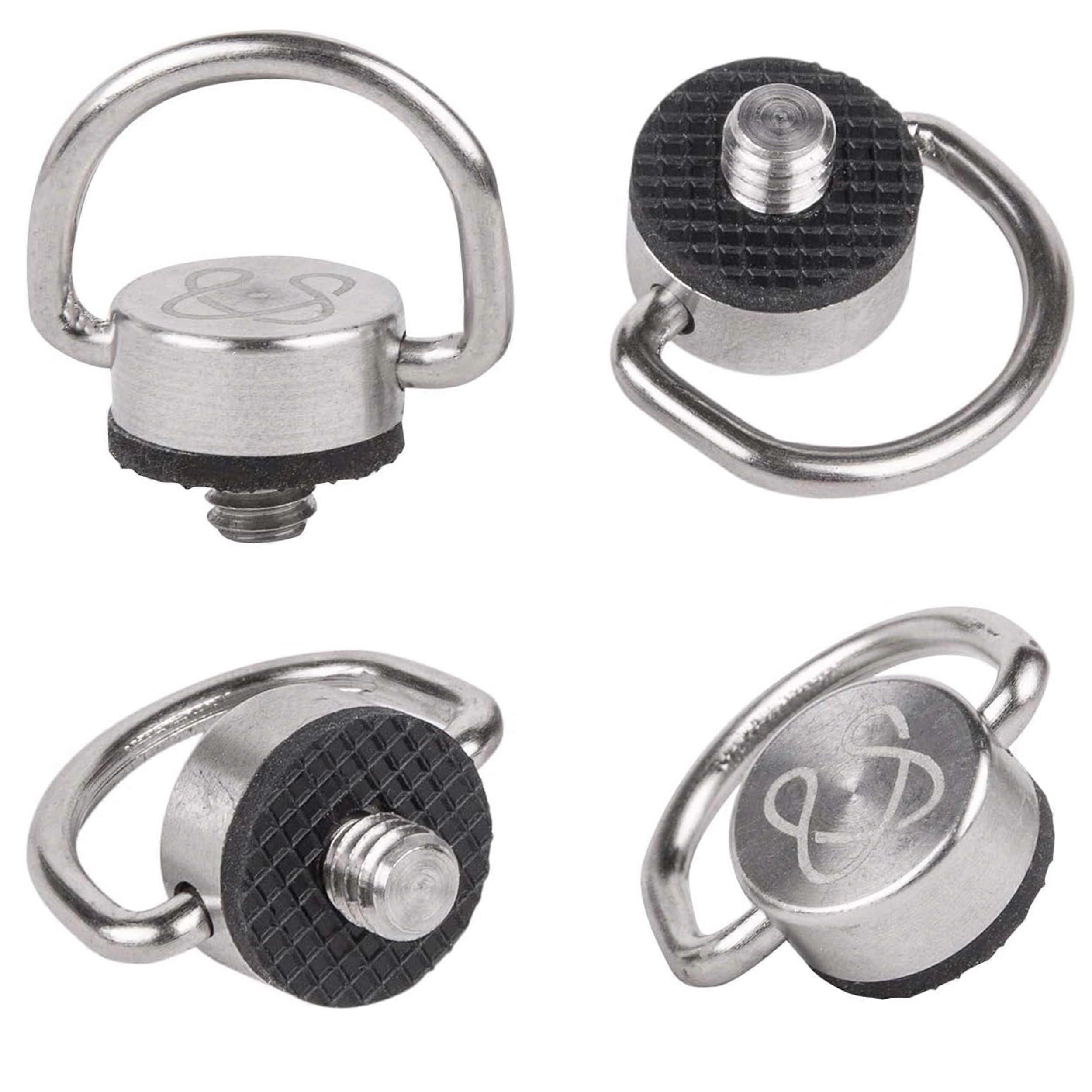 4 Set Stainless Steel D Ring Camera Strap Tripod Screw Holder 1/4 Inch
