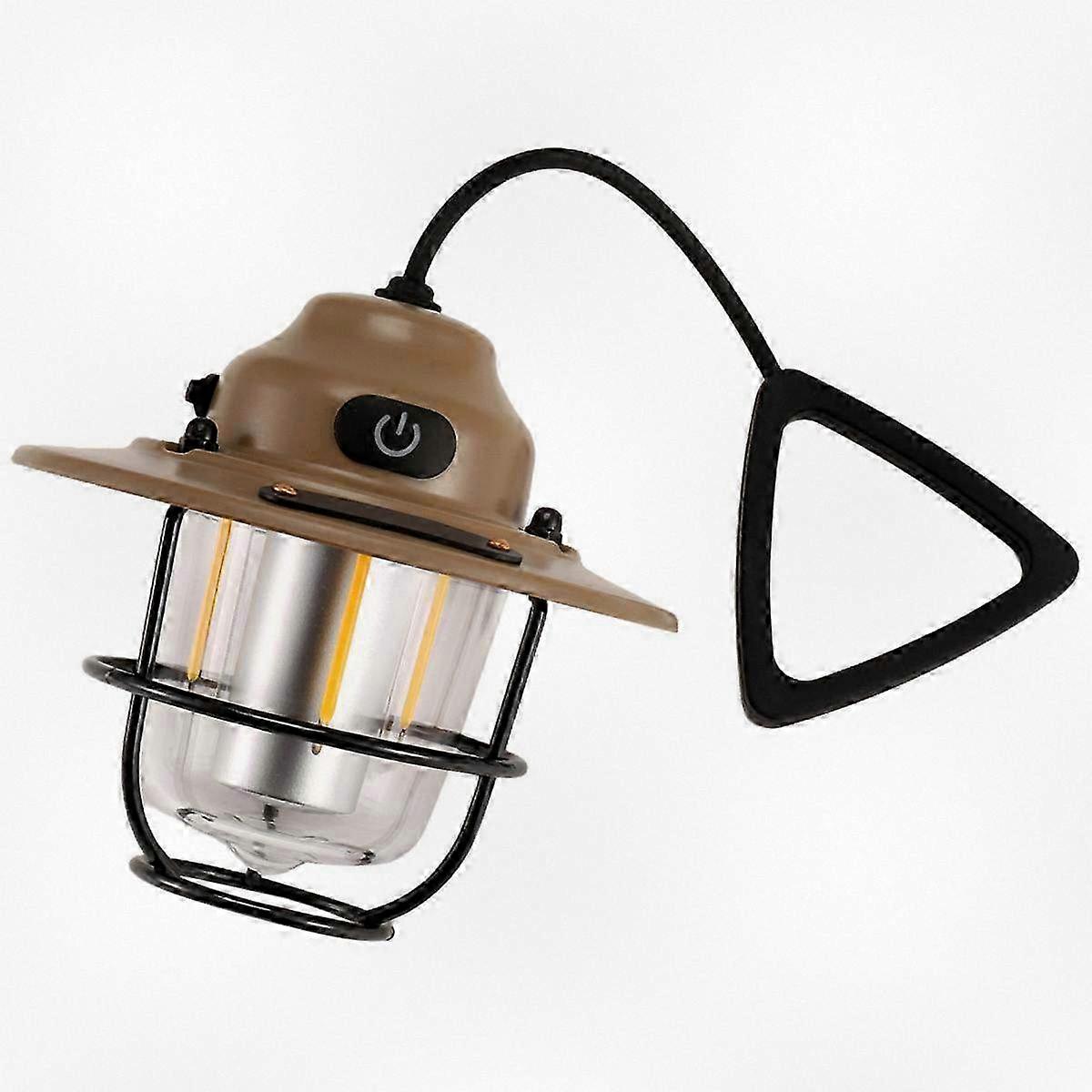 Rechargeable Retro Camping Lantern for Outdoor Tent Canopy Lighting in Khaki