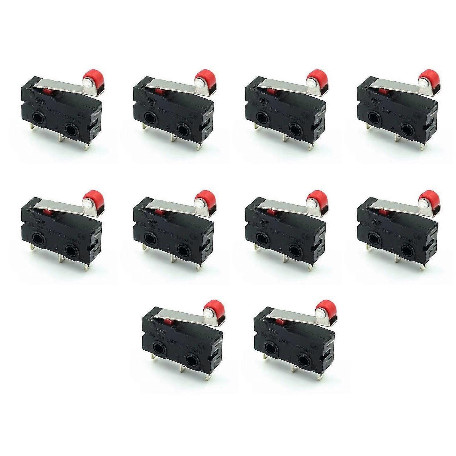 10 Pcs Limit Switch Normally Open Close Limit Switch 3 Pins Terminals with Roller