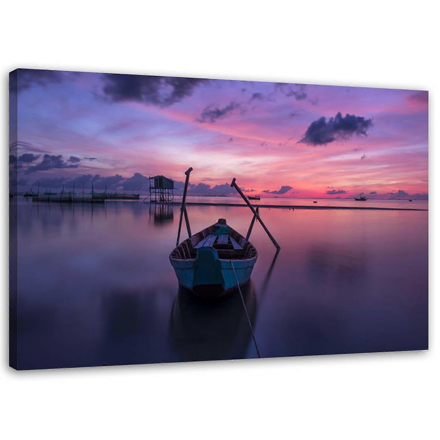 Fotobehang, Boot op het meer - 120x80