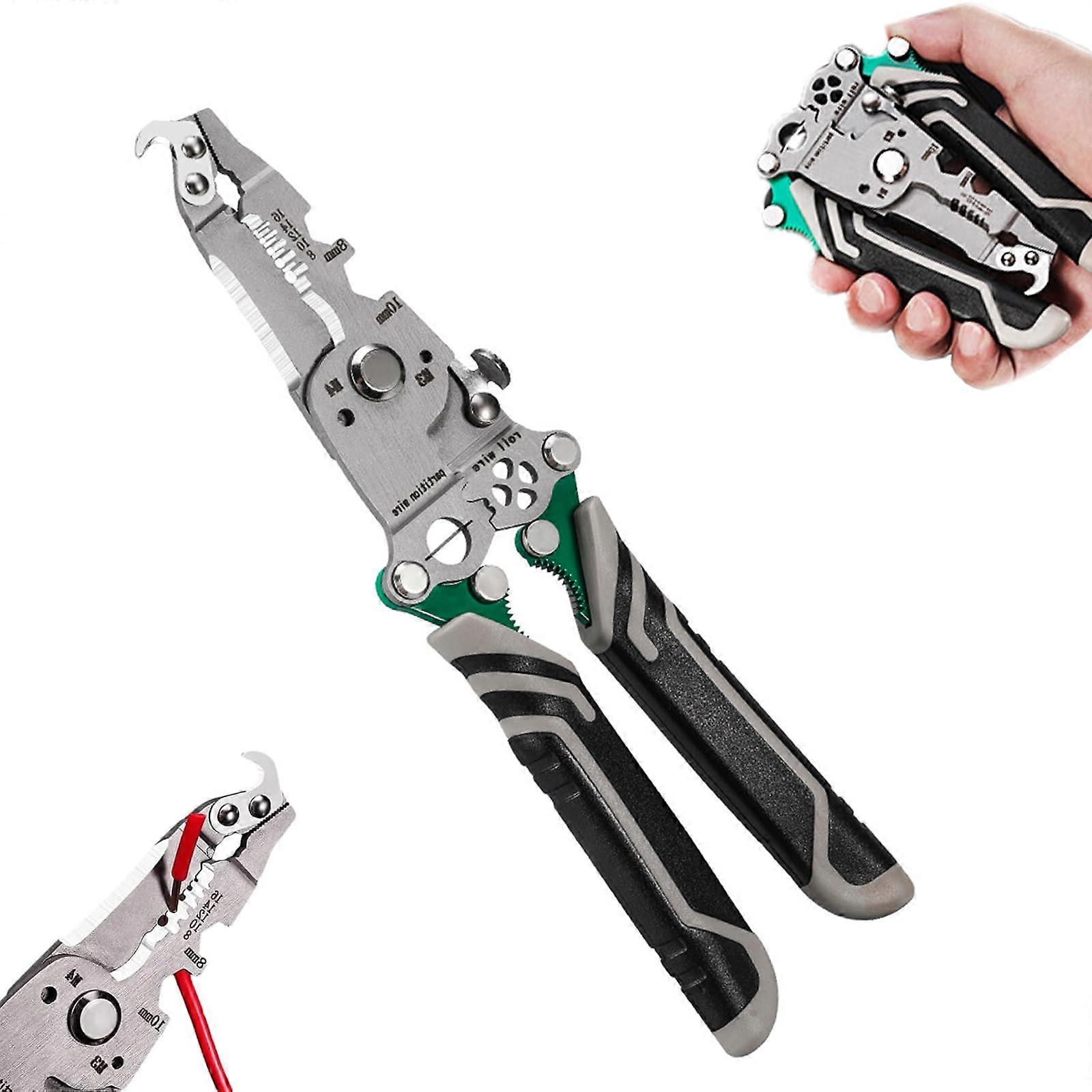 18 in 1 Foldable Wire Stripper Tool, Professional Multifunctional Electrician Pliers, Stripping Cutting Crimping Pliers