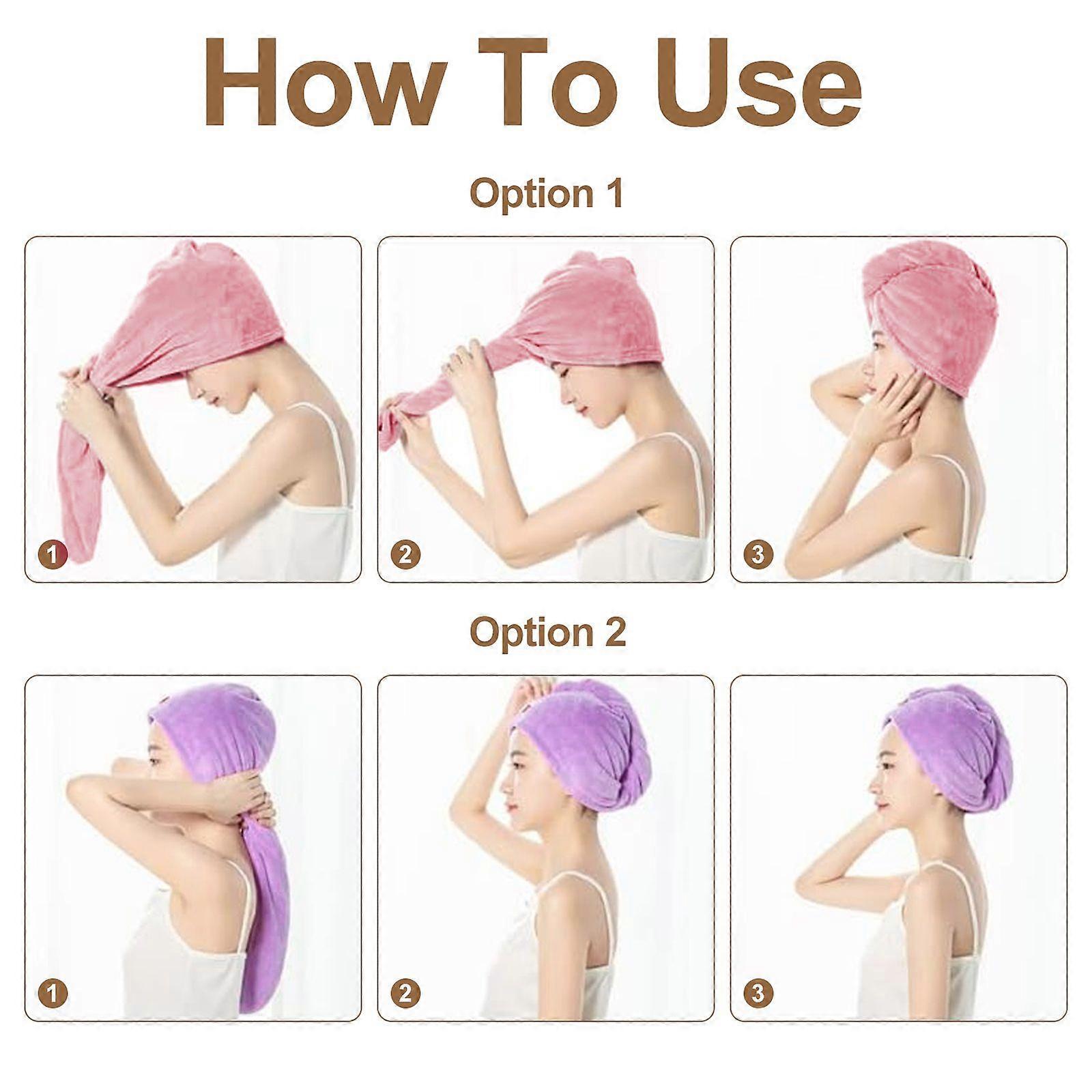 2pcs solid color dry hair cap