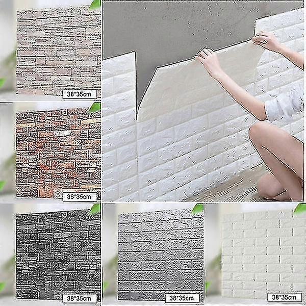 10pcs 3D الطوب الجدار ملصق ذاتية اللصق للماء رغوة لوحة خلفية الحمام المطبخ