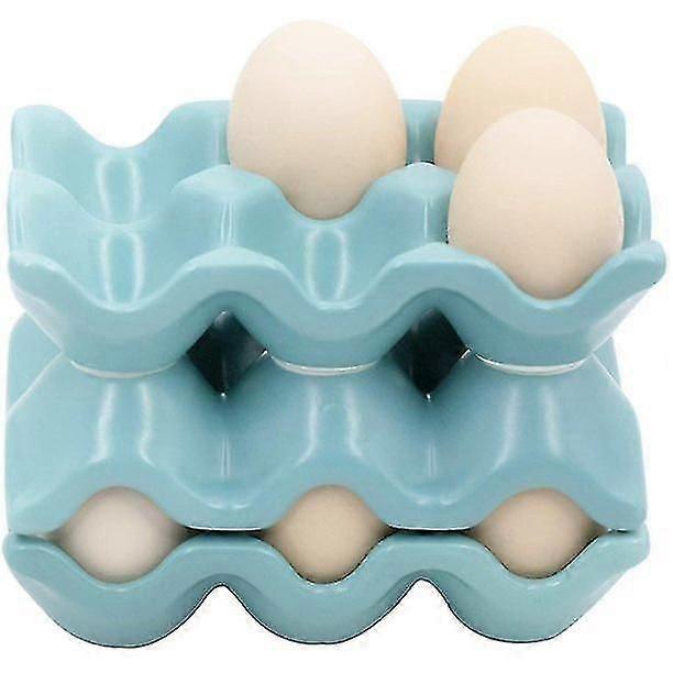 Ceramic Egg Tray 6 Cups, Anti-slip Egg Holder Container, Egg Storage Container For Refrigerator Kitchen Countertop Display Hom