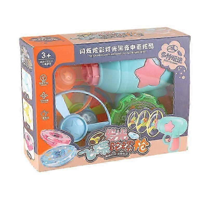 Light-up Flying Disc Gun Spinning Gyro Flashing Toys well