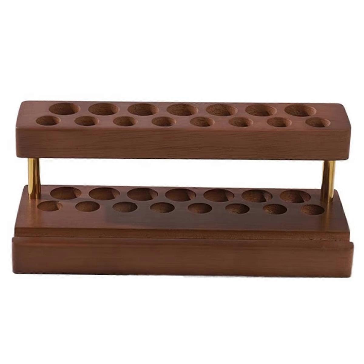 Slots Walnut Pens Holder Toothbrush Holder Phone Stand Pen Tray Brush Display Case Storage Stand Walnut Color